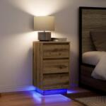 vidaXL Noptiera cu lumini LED Artisan Stejar 38x34x65 cm GartenMobel Dekor (861309)