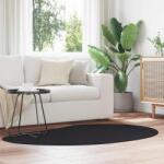 vidaXL Covor oval Huarte negru 120x170 cm din poliester, antiderapant (4103749) Covor