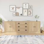 vidaXL Servante, 3 piese, stejar sonoma, lemn prelucrat GartenMobel Dekor (3185218) Comoda