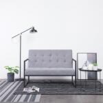 vidaXL Canapea cu 2 locuri si cotiere gri deschis otel&material textil GartenMobel Dekor (282270) Canapea