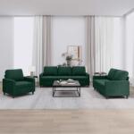 vidaXL Set de canapele cu perne, 3 piese, verde închis, catifea GartenMobel Dekor (3201478) Canapea