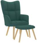 vidaXL Scaun de relaxare cu taburet, verde închis, textil GartenMobel Dekor (4016783)
