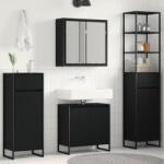 vidaXL Set de mobilier pentru baie cu raft Stejar Negru Lemn compozit GartenMobel Dekor (3403052)