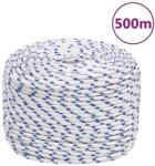 vidaXL Franghie de barca, alb, 10 mm, 500 m, polipropilena GartenMobel Dekor (152298)