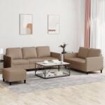 vidaXL Set de canapele cu perne, 3 piese, cappuccino, piele ecologica GartenMobel Dekor (3201769) Canapea
