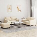 vidaXL Set de canapele cu perne, 3 piese, crem, textil GartenMobel Dekor (3201828) Canapea
