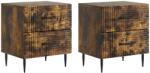 vidaXL Set 2 noptiere stejar fumuriu, 4 sertare, 43x34, 5x47, 5 cm (894766)