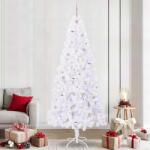 vidaXL Brad de Craciun artificial cu 300 LED Alb 240 cm PVC si Otel GartenMobel Dekor (3426677)