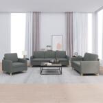 vidaXL Set de canapele cu perne, 3 piese, gri închis, textil GartenMobel Dekor (3202055) Canapea