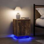 vidaXL Noptiere cu lumini LED 2 buc Stejar afumat 38x34x50 cm GartenMobel Dekor (861274)
