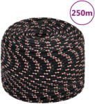 vidaXL Franghie de barca, negru, 6 mm, 250 m, polipropilena GartenMobel Dekor (152340)
