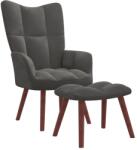 vidaXL Scaun de relaxare cu taburet, gri închis, catifea GartenMobel Dekor (328063)