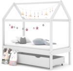vidaXL Cadru pat copii cu un sertar, alb, 70x140 cm, lemn masiv de pin GartenMobel Dekor (322139)