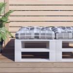 vidaXL Perna pentru paleti, carouri gri, 58x58x10 cm, textil GartenMobel Dekor (360914)