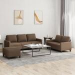 vidaXL Set de canapele cu perne, 3 piese, maro, textil GartenMobel Dekor (3201471) Canapea