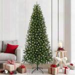 vidaXL Brad de Craciun artificial cu 300 LED Verde 210 cm PE si PVC GartenMobel Dekor (3397363)
