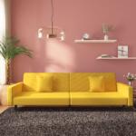 vidaXL Canapea extensibila cu 2 locuri, 2 perne, galben, catifea GartenMobel Dekor (375924) Canapea