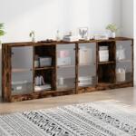 vidaXL Biblioteca cu usi stejar fumuriu 204x37x75 cm lemn compozit GartenMobel Dekor (3206535) Comoda