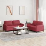 vidaXL Set de canapele cu perne, 2 piese, rosu vin, piele ecologica GartenMobel Dekor (3201411) Canapea