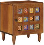 vidaXL Noptiera maro din lemn masiv de mango, 40x33x46 cm, usa decorativa (4018220)