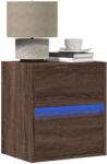vidaXL Noptiera montata pe perete cu lumini LED, stejar maro GartenMobel Dekor (3307973)