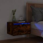 vidaXL Noptiera montata pe perete cu lumini LED, stejar fumuriu GartenMobel Dekor (836834)