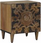 vidaXL Noptiera maro din lemn masiv de mango, 40 x 33, 5 x 46 cm, model floral (4018328)