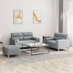 vidaXL Set de canapele cu perne, 3 piese, gri deschis, textil GartenMobel Dekor (3201592) Canapea