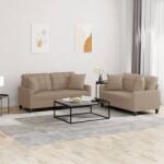 vidaXL Set de canapele cu perne, 2 piese, cappuccino, piele ecologica GartenMobel Dekor (3201372) Canapea
