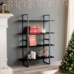 vidaXL Biblioteca cu 4 rafturi, negru, 100x30x140 cm, lemn masiv pin GartenMobel Dekor (806486) Biblioteca