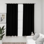 vidaXL Draperii opace aspect in, carlige, 2 buc. , negru, 140 x 175 cm GartenMobel Dekor (321156)