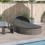 vidaXL Sezlong dublu cu perne, gri, poliratan GartenMobel Dekor (368648)