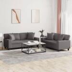 vidaXL Set de canapele cu perne, 2 piese, gri, piele ecologica GartenMobel Dekor (3201926) Canapea