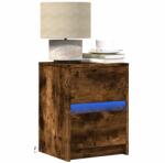 vidaXL Noptiere cu lumini LED, 2 buc. , stejar fumuriu, lemn prelucrat GartenMobel Dekor (852042)