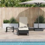 vidaXL Sezlong Negru si Alb crem 55 x 200 x 92 cm poliratan GartenMobel Dekor (365425)