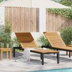 vidaXL Sezlong 1-persoana Negru 200 x 55 x 35cm Lemn masiv de acacia GartenMobel Dekor (4010620)