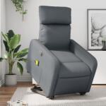 vidaXL Fotoliu masaj rabatabil electric cu ridicare, gri, piele eco GartenMobel Dekor (3206773)