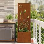 vidaXL Ghiveci de Gradina cu Panou Decorativ Ruginit 50 x 140 cm GartenMobel Dekor (876433)