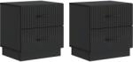 vidaXL Set 2 noptiere negre din lemn prelucrat, 4 sertare, 43x34, 5x44, 5 cm (895218)