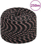 vidaXL Franghie de barca, negru, 8 mm, 250 m, polipropilena GartenMobel Dekor (152345)