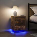 vidaXL Noptiere cu lumini LED 2 buc Stejar afumat 38x34x50 cm GartenMobel Dekor (861292)