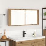 vidaXL Dulap cu Oglinda LED Stejar Artizanal 100x12x45 cm Lemn Prelucrat GartenMobel Dekor (875043)
