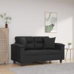 vidaXL Canapea cu 2 locuri cu pernute, negru, 120 cm, piele ecologica GartenMobel Dekor (3200983) Canapea