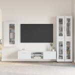 vidaXL Set comoda TV cu sertar FLORIN 3 pcs Alb lucios Lemn compozit GartenMobel Dekor (3397948)