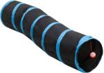 vidaXL Tunel pentru pisici în forma S, negru/albastru 122 cm poliester GartenMobel Dekor (172185)