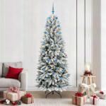 vidaXL Brad de Craciun artificial cu 300 LED cu suport Alb 210 cm GartenMobel Dekor (3396064)