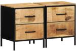 vidaXL Set 2 noptiere cu 2 sertare, lemn masiv de mango si metal, 40x35x50 cm (4019638)