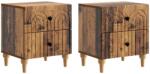 vidaXL Set 2 noptiere cu 2 sertare, aspect lemn vechi, 43x34, 5x48 cm (894082)