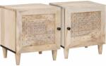 vidaXL Set 2 noptiere bej din lemn masiv de acacia, 40 x 33 x 46 cm (4018113)