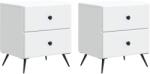 vidaXL Set 2 noptiere albe cu 2 sertare, 43x34, 5x47, 5 cm, lemn prelucrat (895446)